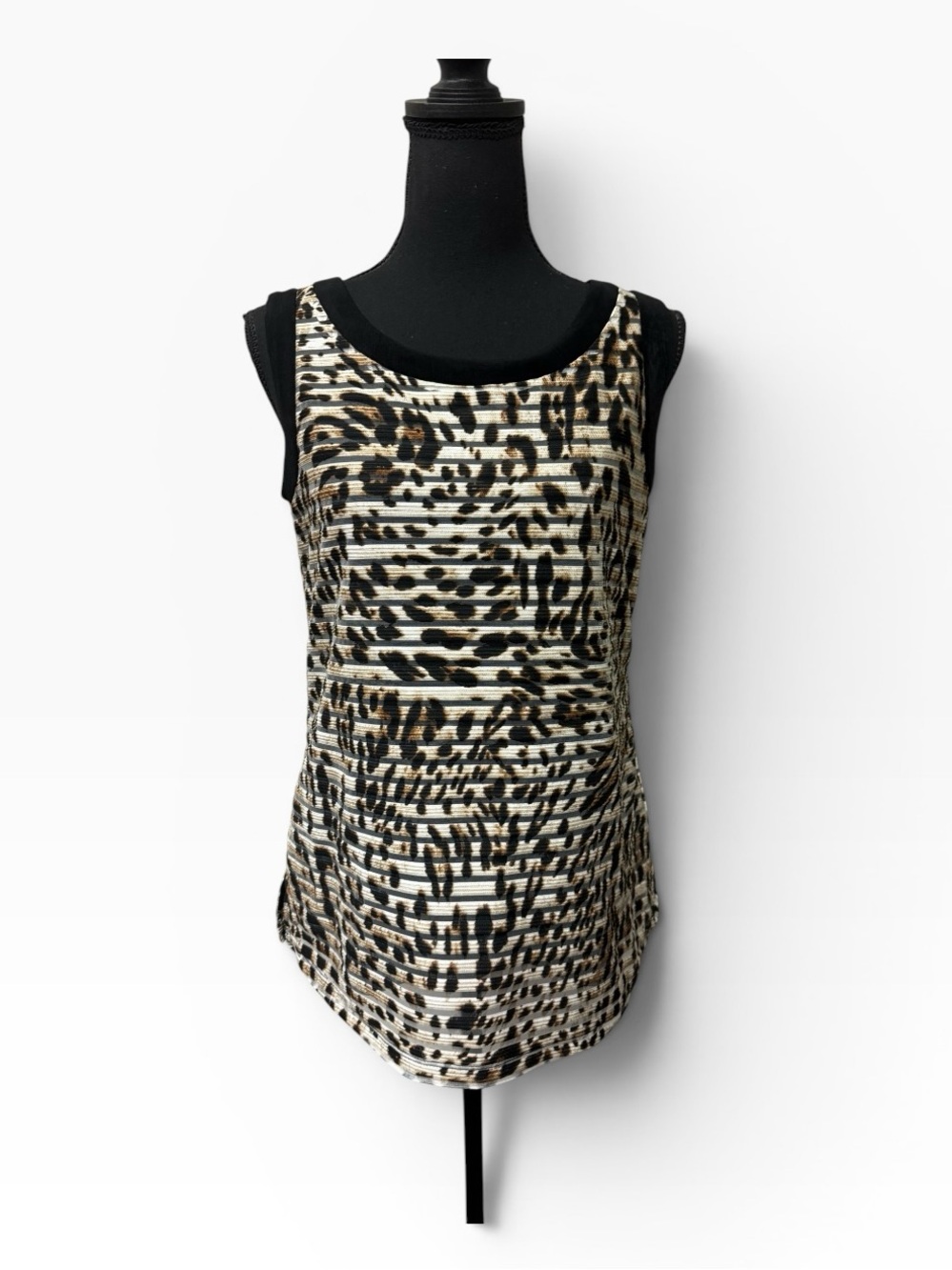 Chico's Travelers Leopard Print Ruched Tank Top Stretch Animal Print M